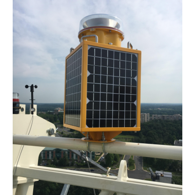 Medium intensity solar powered obstruction lighting is primarily used to mark towers and other tall buildings with 2000cd