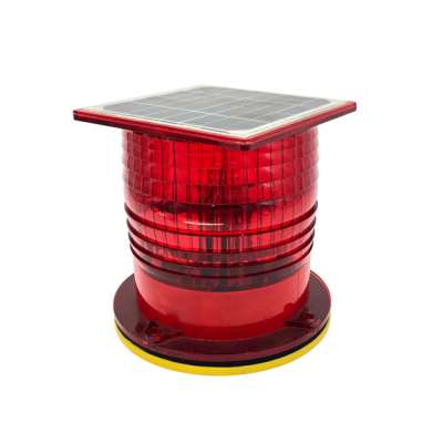 Solar powered red led aircraft warning light/obstacle signal beacon