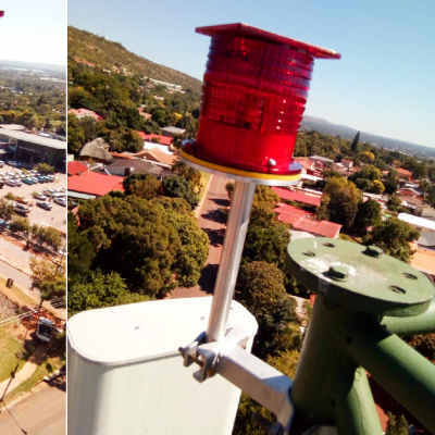 solar power low intensity aircraft warning lights installed on SA communication tower